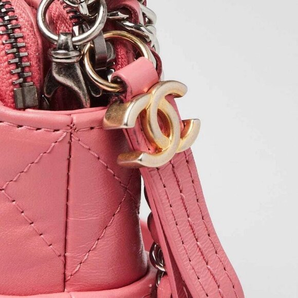 Chanel Pink Quilted Calfskin Leather Gabrielle Clutch with Chain Bag - Picture 6 of 12